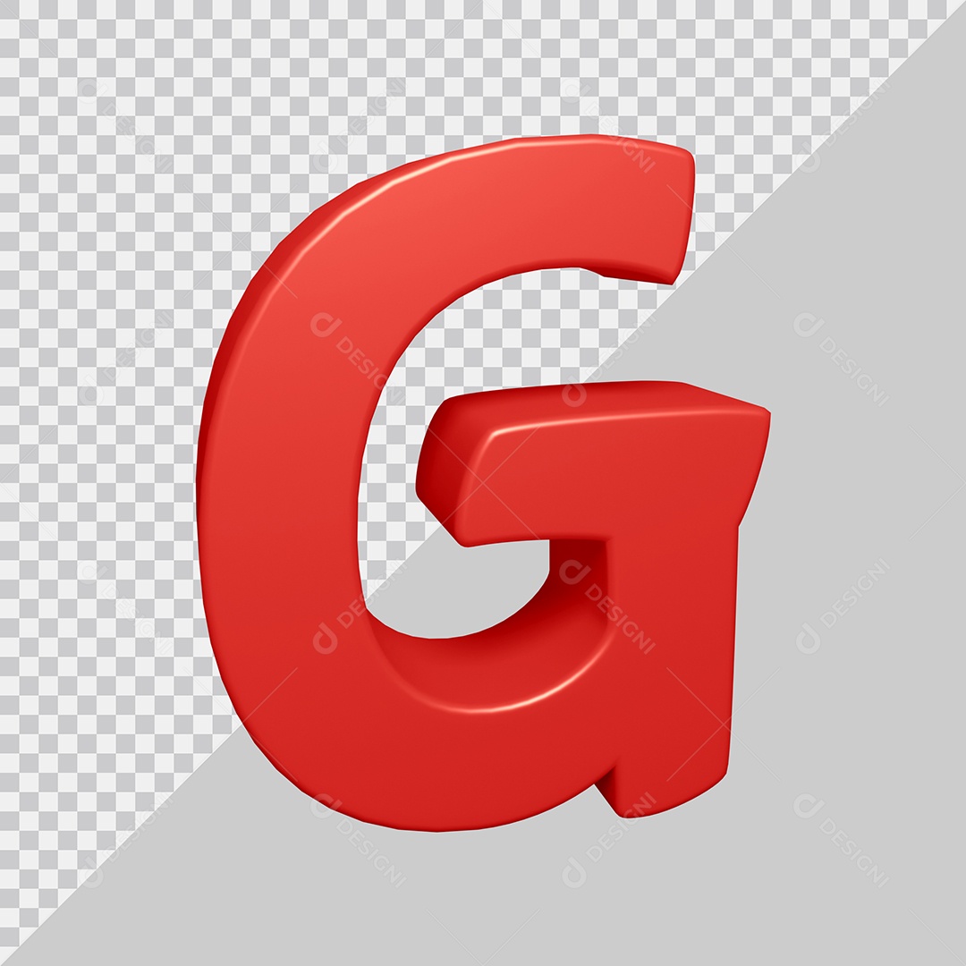 Letra G Maiúscula Vermelha 3D Para composição PSD