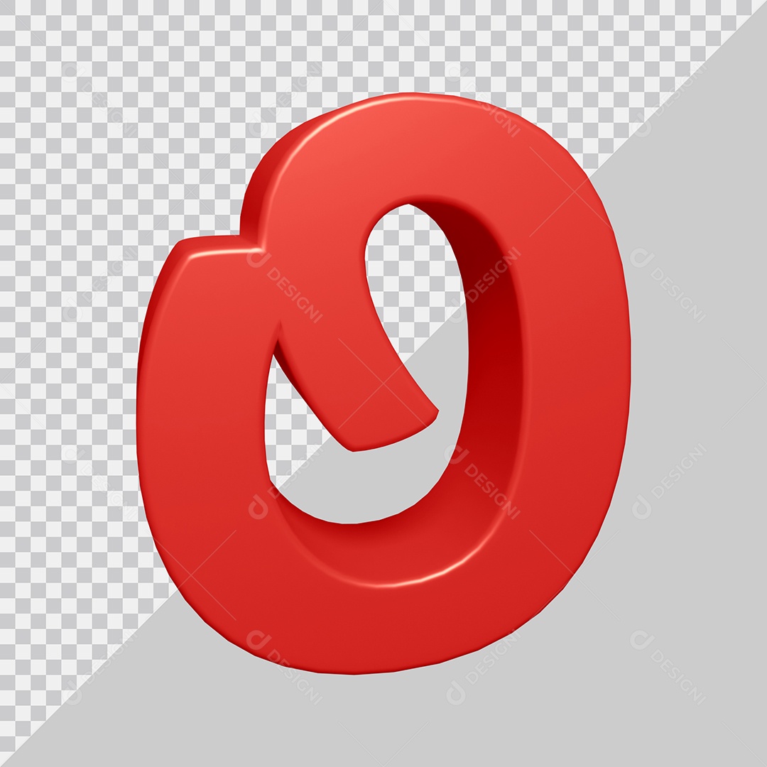 Letra O Maiúscula Vermelha 3D Para composição PSD