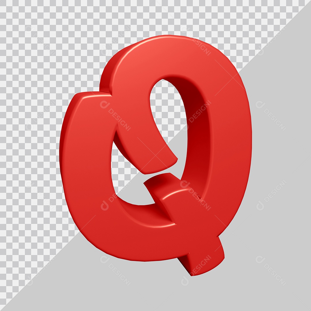 Letra Q Maiúscula Vermelha 3D Para composição PSD