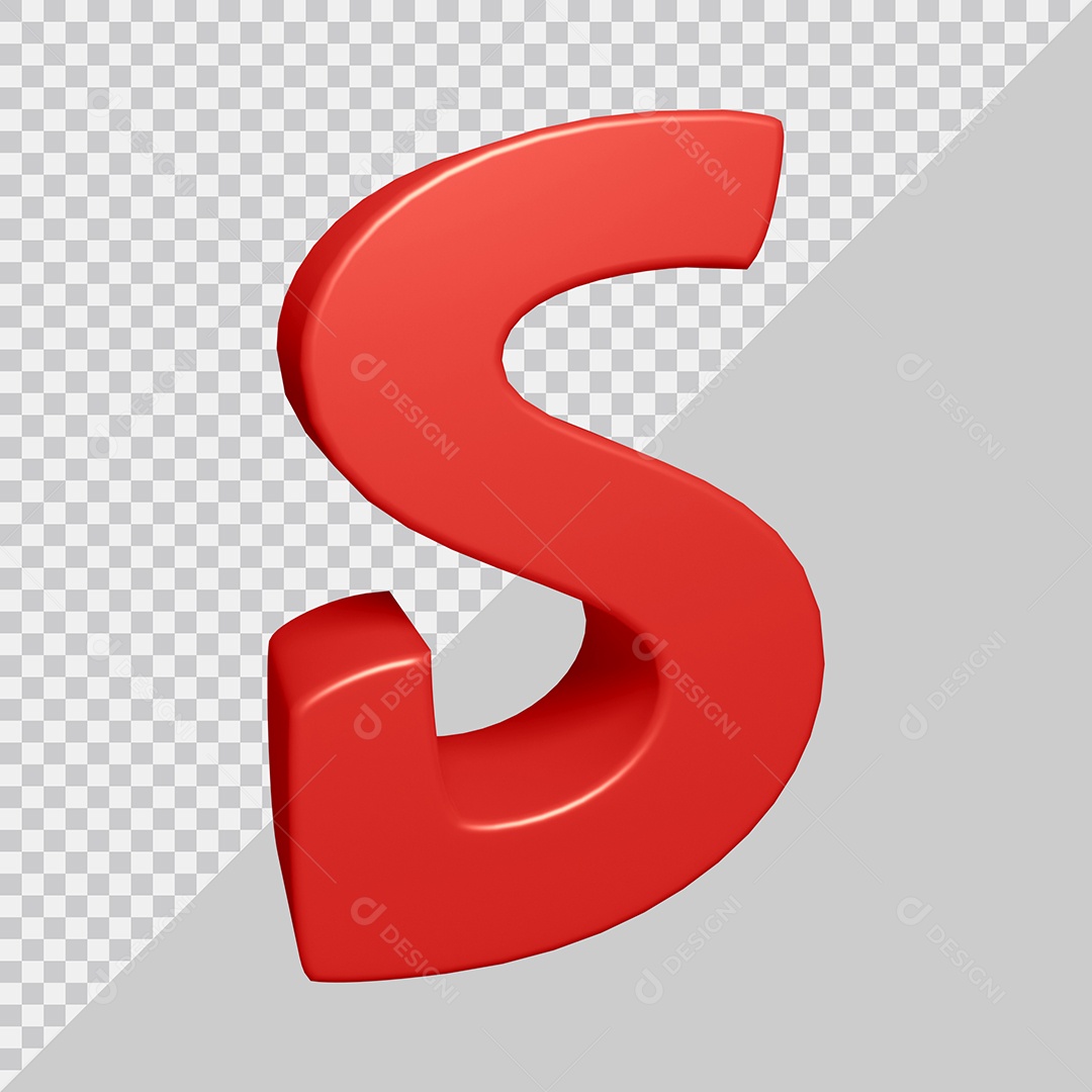 Letra S Maiúscula Vermelha 3D Para composição PSD