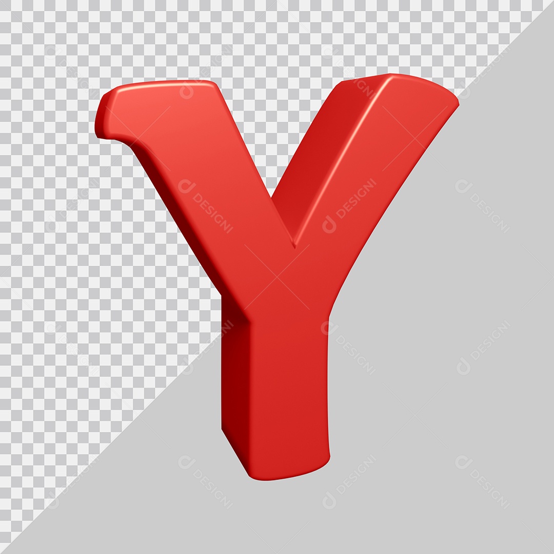 Letra Y Maiúscula Vermelha 3D Para composição PSD