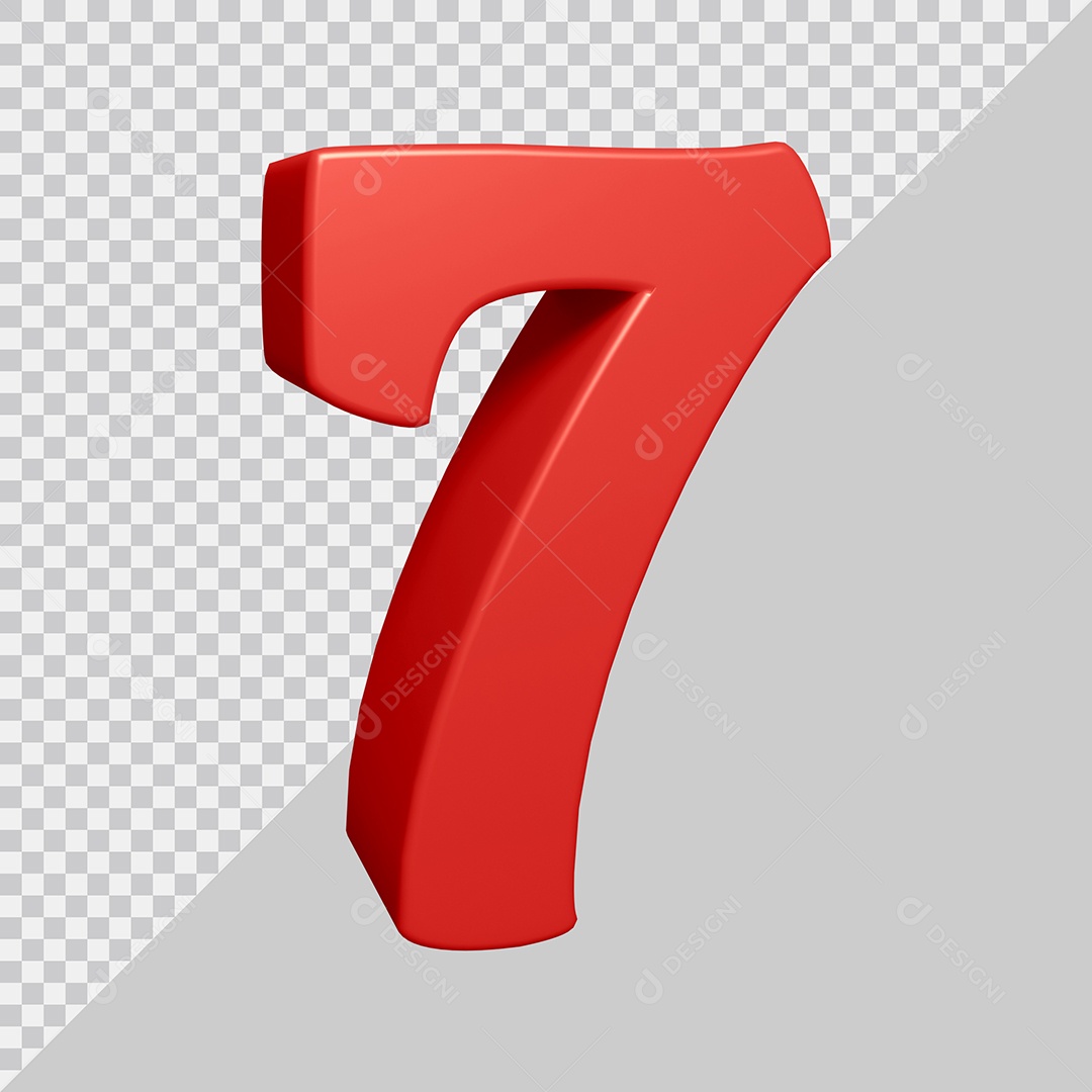 Número 3D 7 Vermelha Para composição PSD