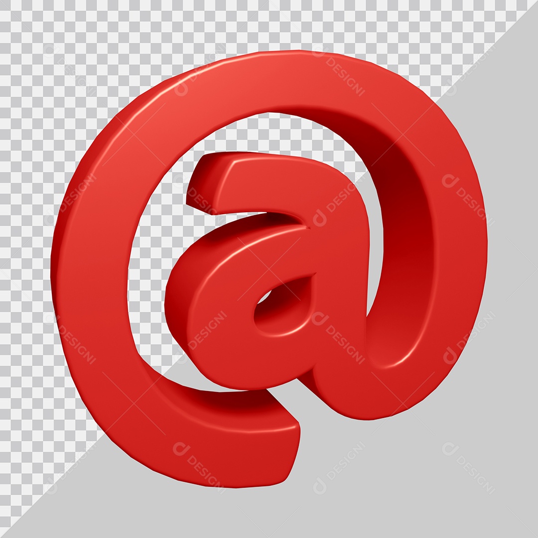 Símbolo Arroba 3D Vermelha Para Composição PSD