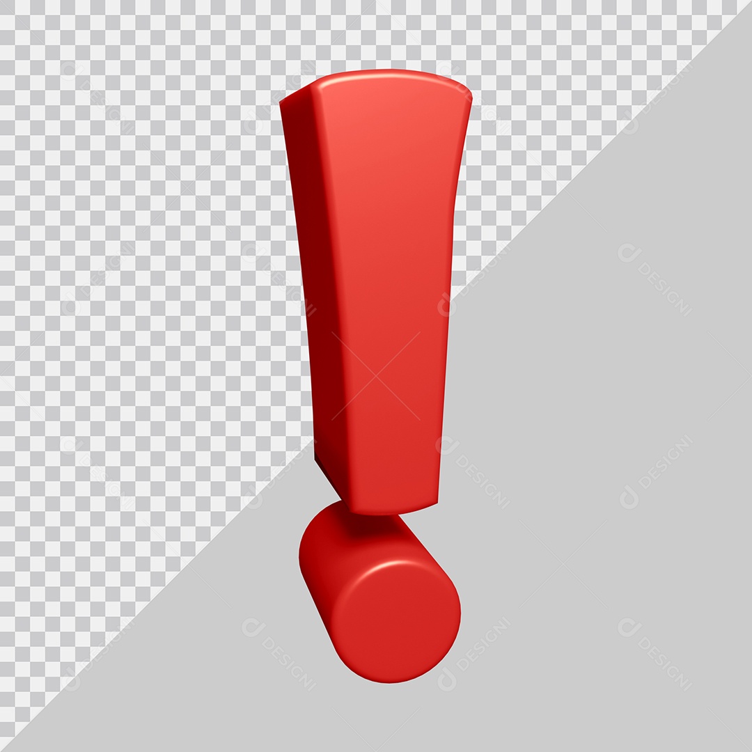 Símbolo de Ponto de Exclamação 3D Vermelha Para Composição PSD