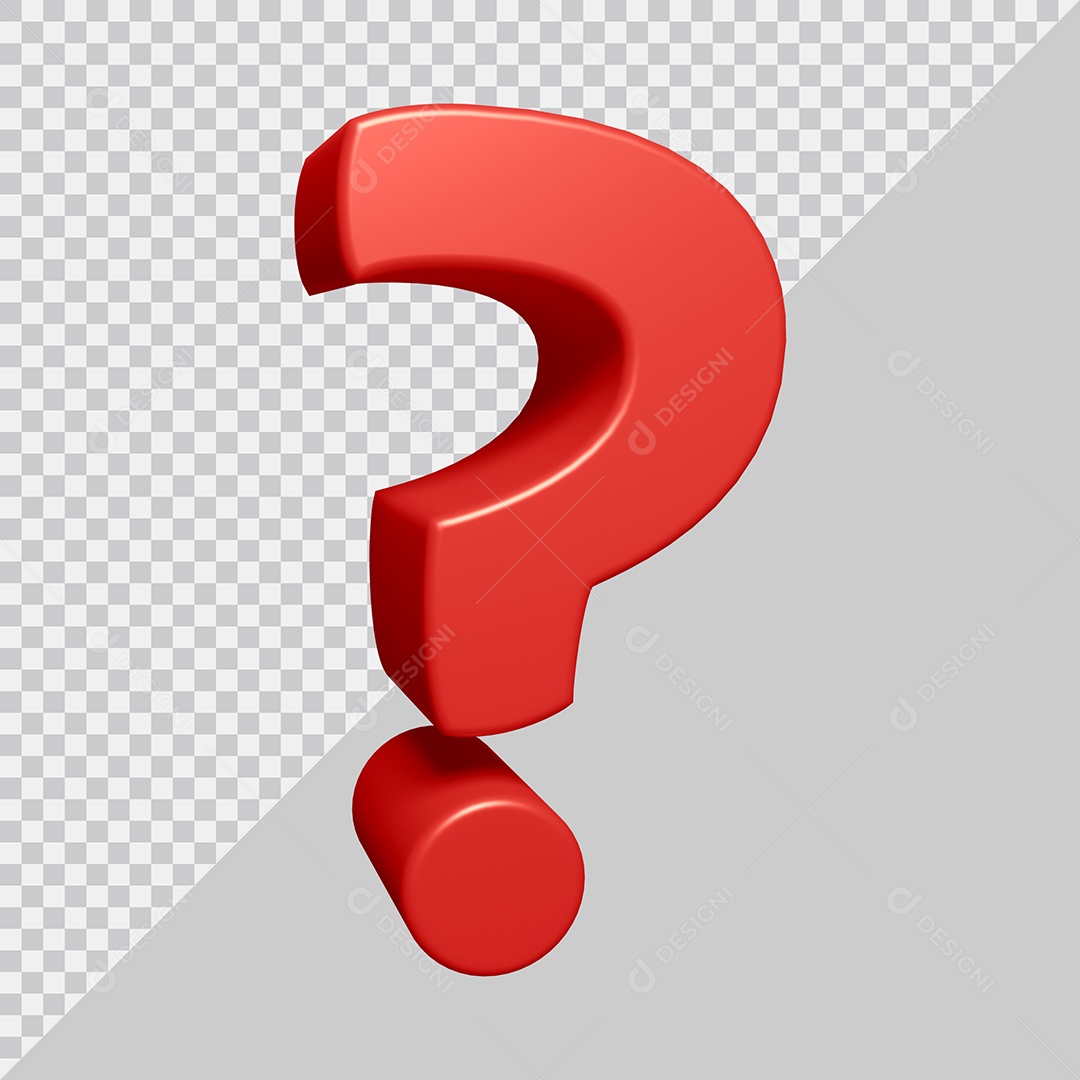 Símbolo de ponto de interrogação 3D Vermelha Para Composição PSD