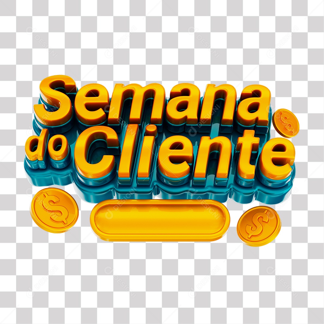 Semana do Cliente Selo 3D Amarelo e Azul para Composição PNG Transparente