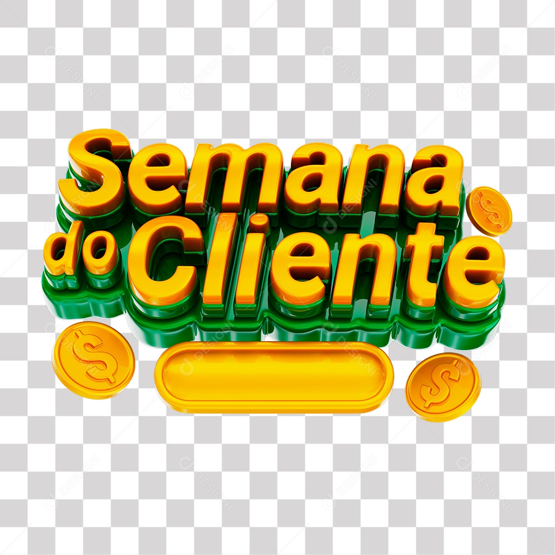 Semana do Cliente Selo 3D Amarelo e Verde para Composição PNG Transparente