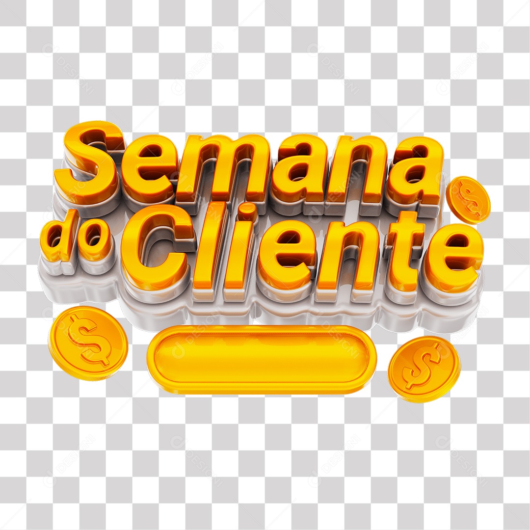 Semana do Cliente Selo 3D Amarelo e Branco para Composição PNG Transparente