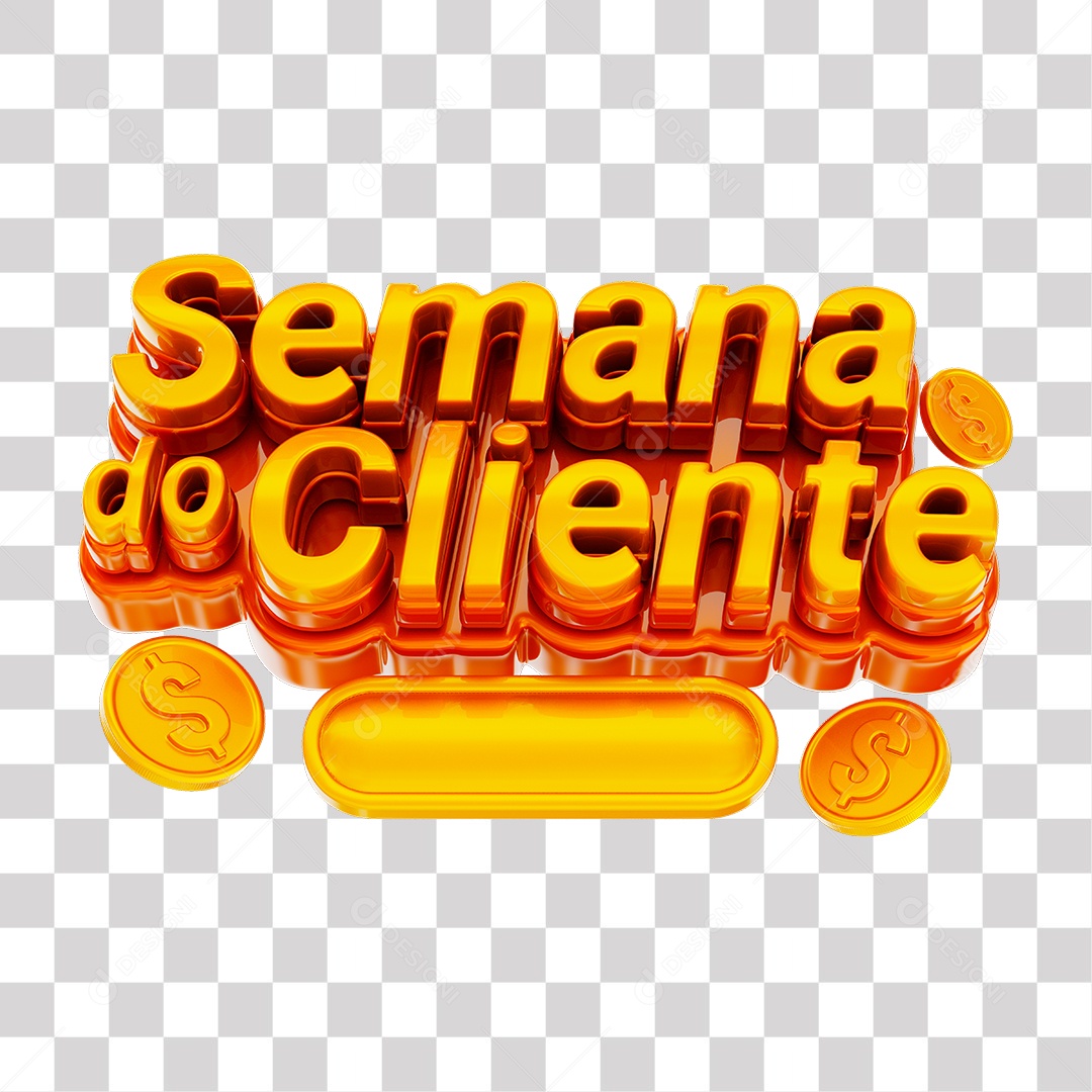Semana do Cliente Selo 3D Amarelo Marrom e Laranjado para Composição PNG Transparente