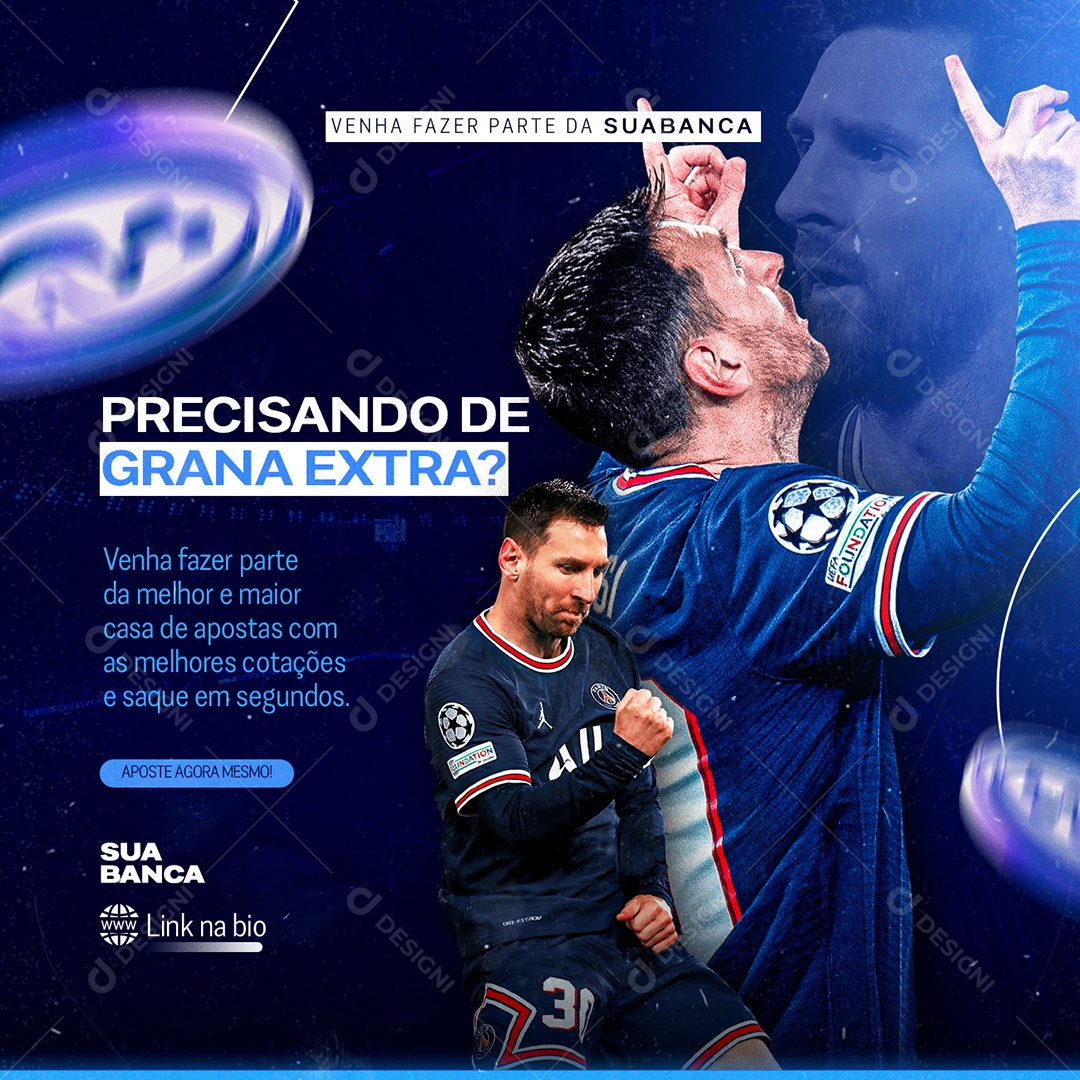 Precisando de Grana Extra Casa de Apostas Social Media PSD Editável