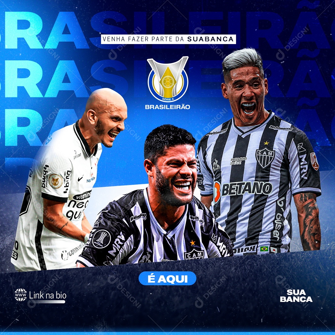 Brasileirão é aqui venha fazer parte Casa de Apostas Social Media PSD Editável