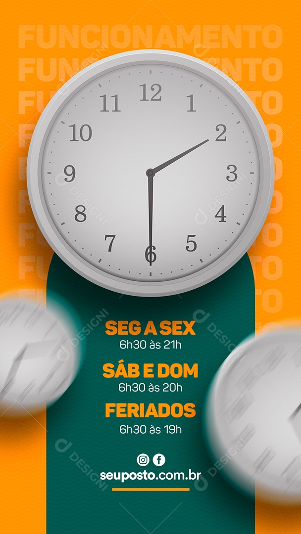 Story Horário de Funcionamento Posto de Gasolina Social Media PSD Editável