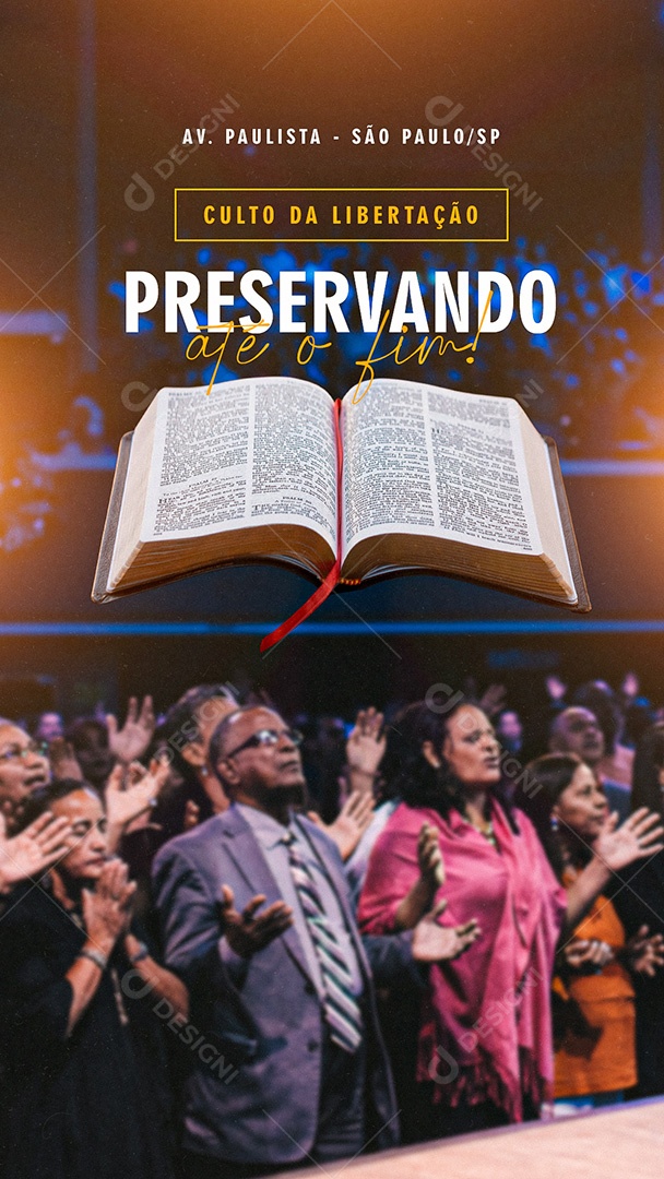 Flyer Gospel Culto da Libertação Story Social Media PSD Editável