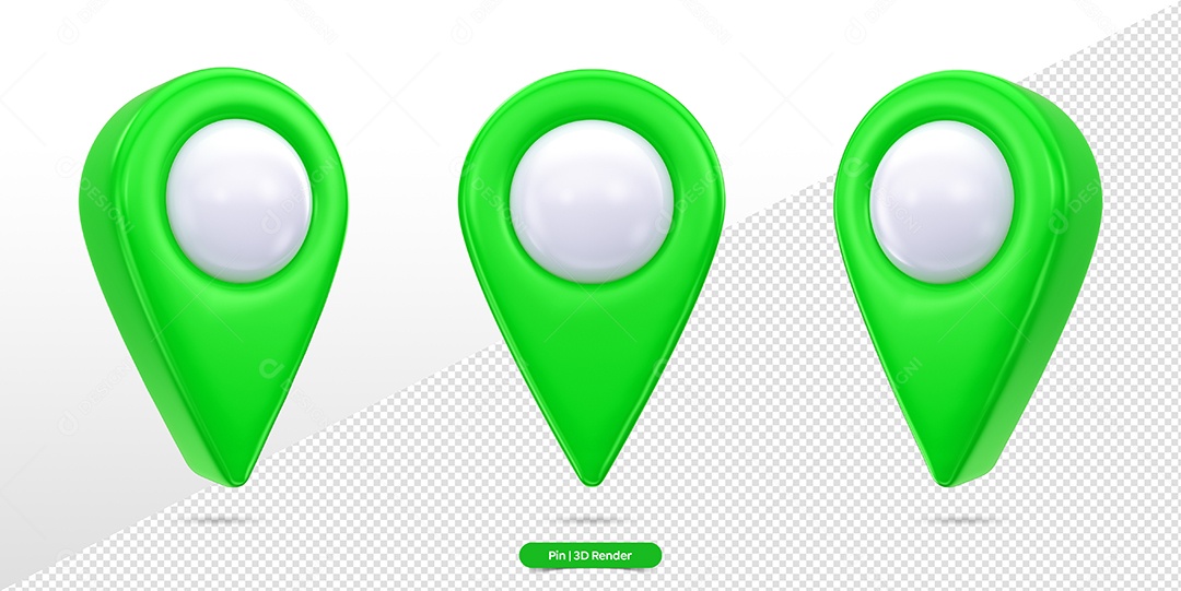 Green and White Location Pin 3D Element for Compositing PSD