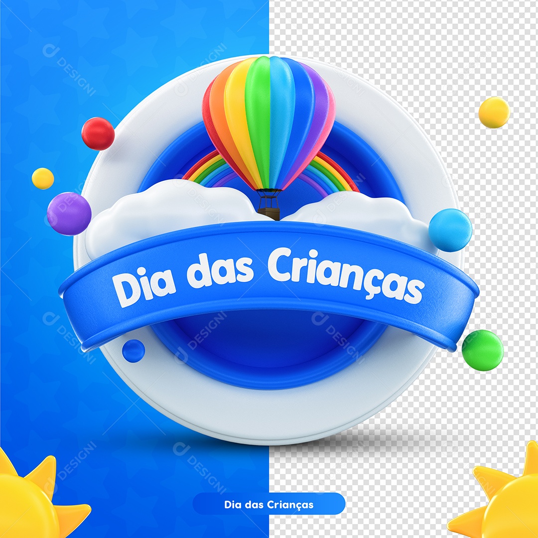 Dia das crianças Selo 3D para Composição PSD