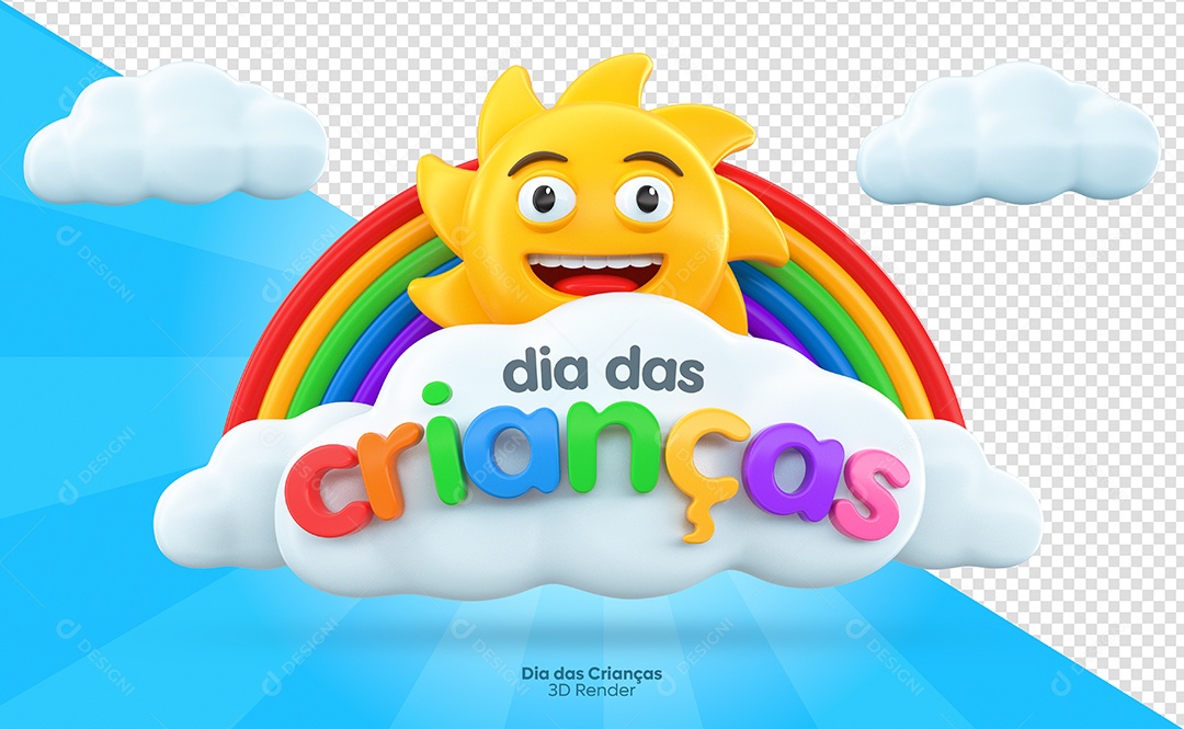 Dia das crianças Selo 3D para Composição PSD