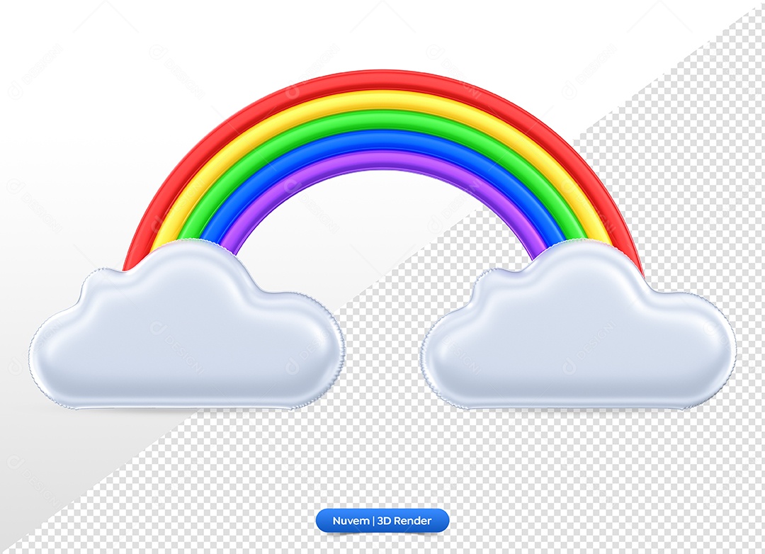 Nuvens e Arco Íris do Dia Das Crianças Elemento 3D para Composição PSD