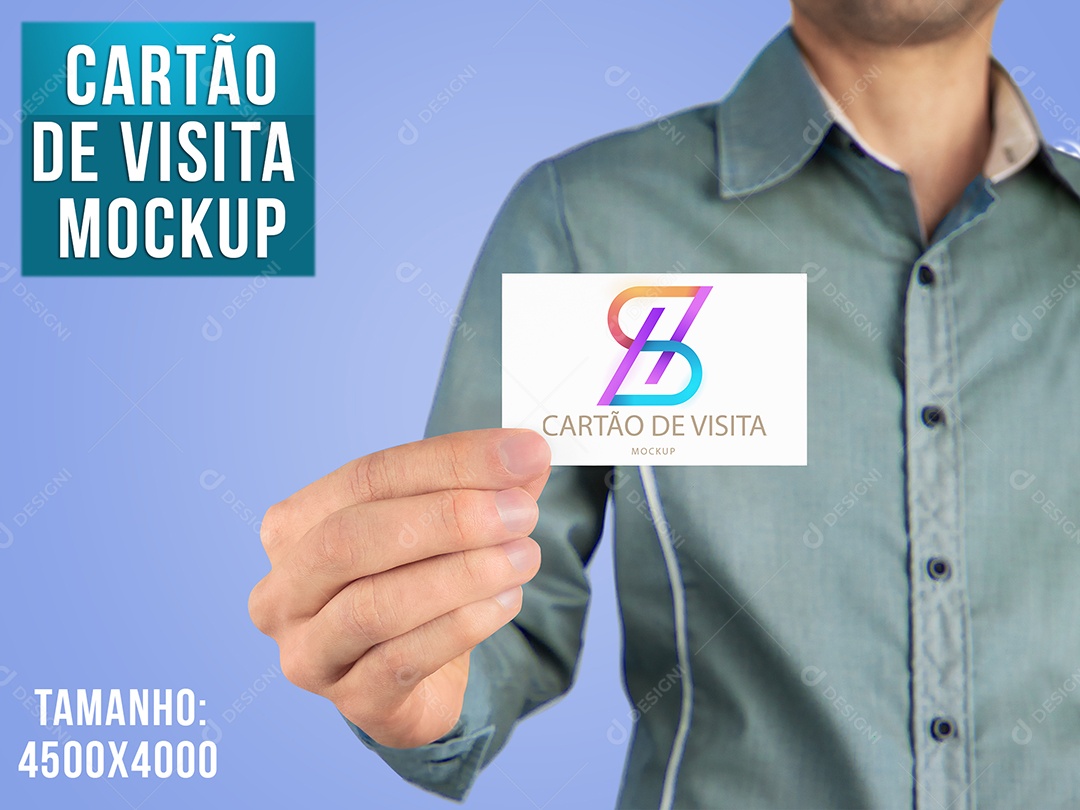 Cartão de Visita Mockup PSD Editável Homem Mão