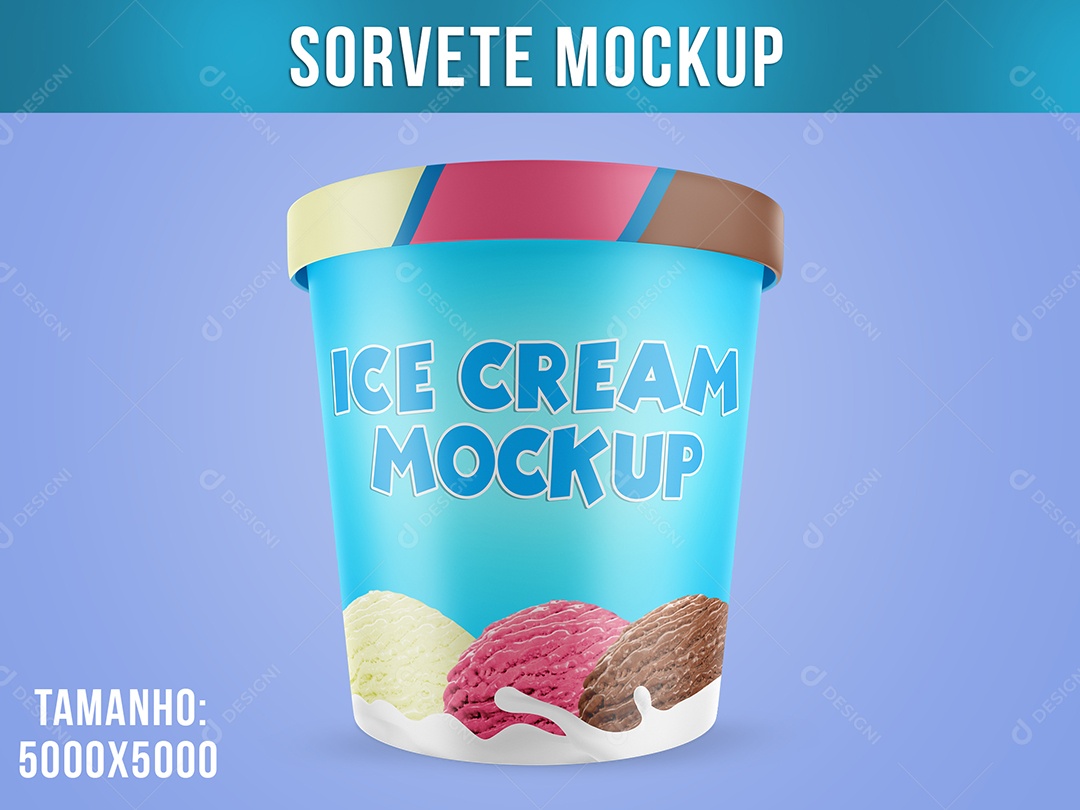 Pote de Sorvete Mockup PSD Editável