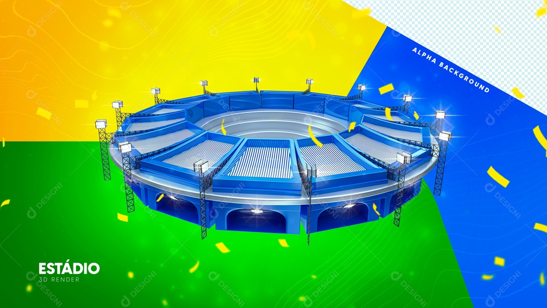Elemento 3D Para Composição Podium Azul Luzes PSD