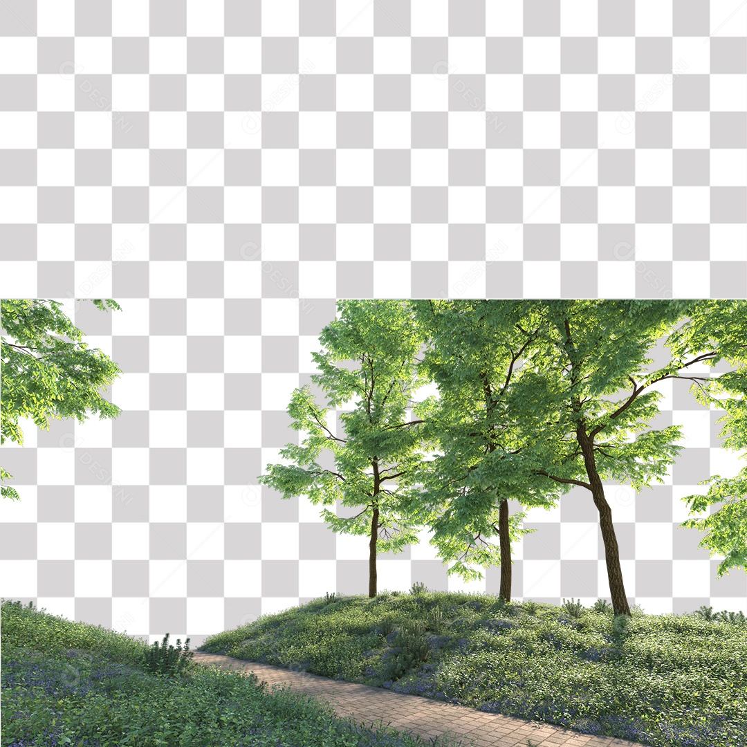 Árvores verdes Estrada PNG Transparente