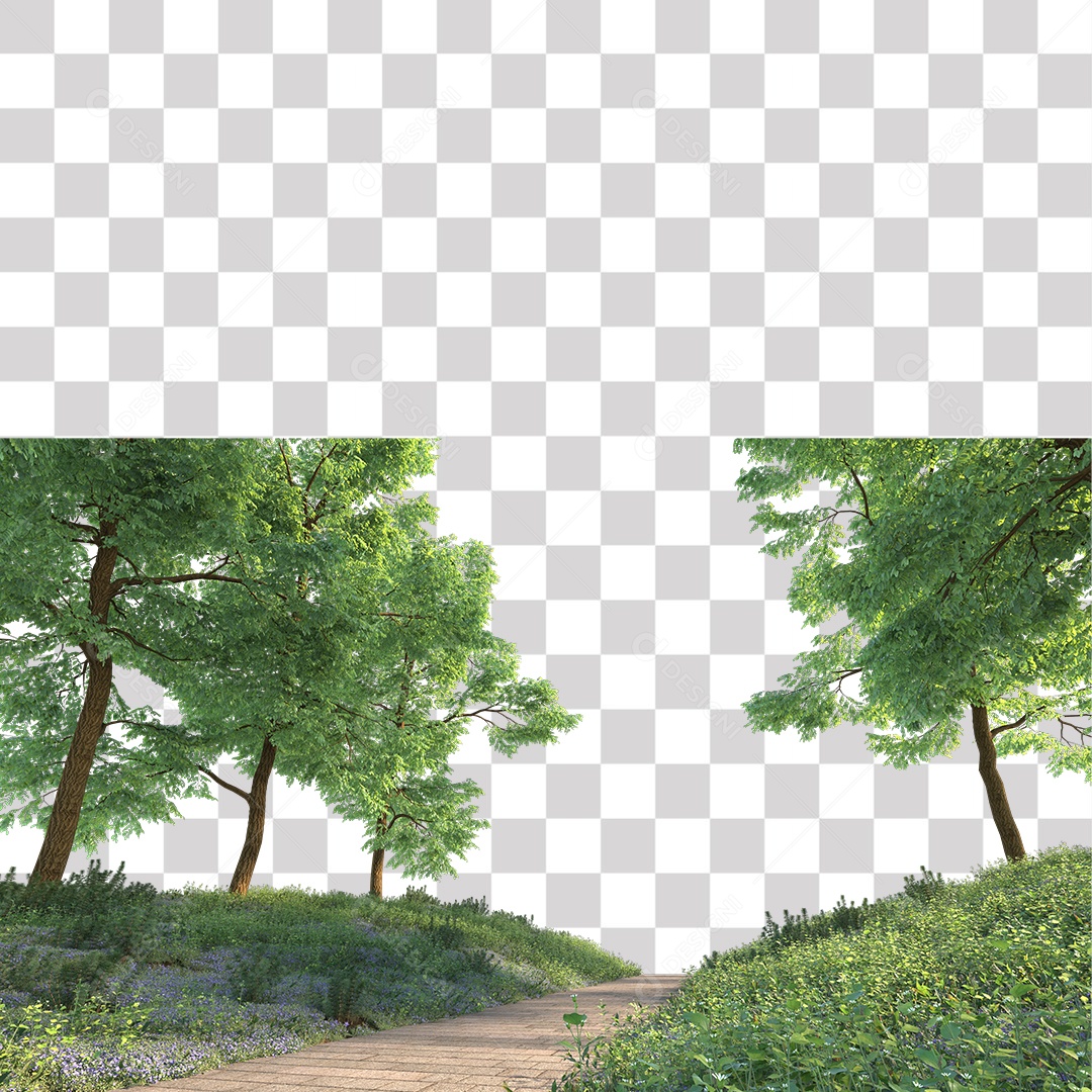 Árvores verdes Estrada PNG Transparente