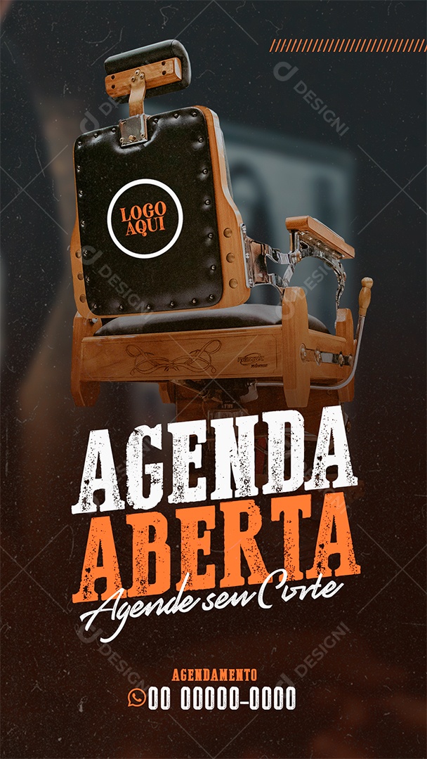 Social Media Barbearia Agenda Aberta Agende Seu Corte PSD Editável