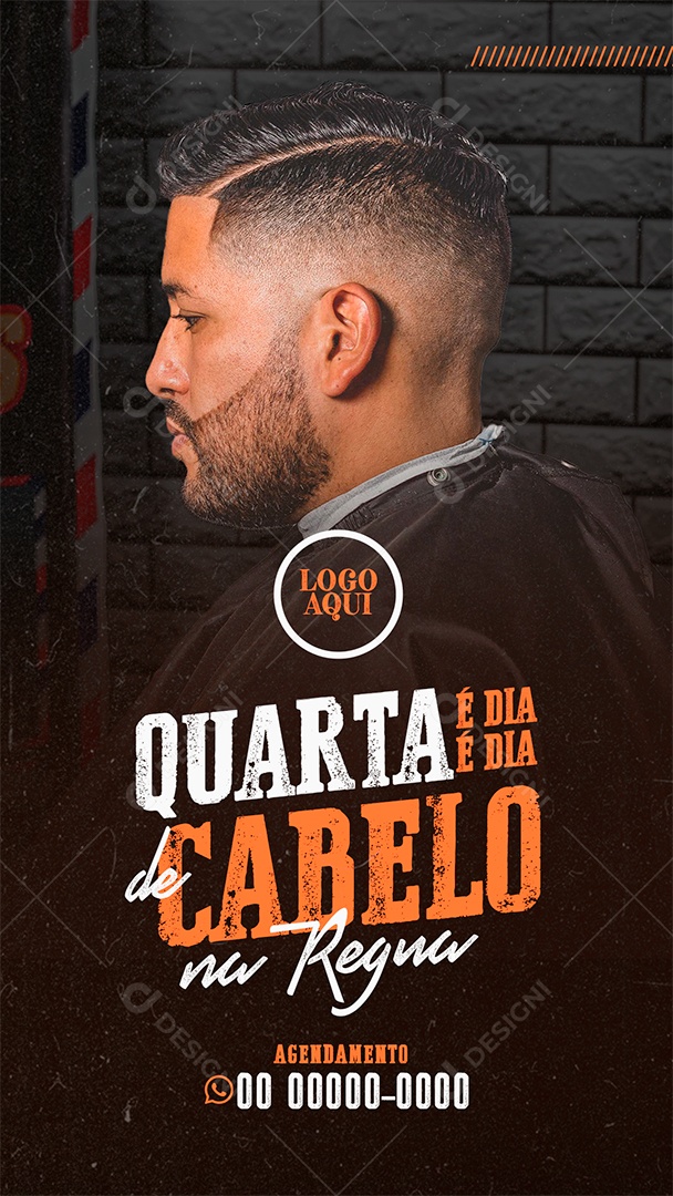 Social Media Barbearia Quarta é Dia de Cabelo na Régua PSD Editável