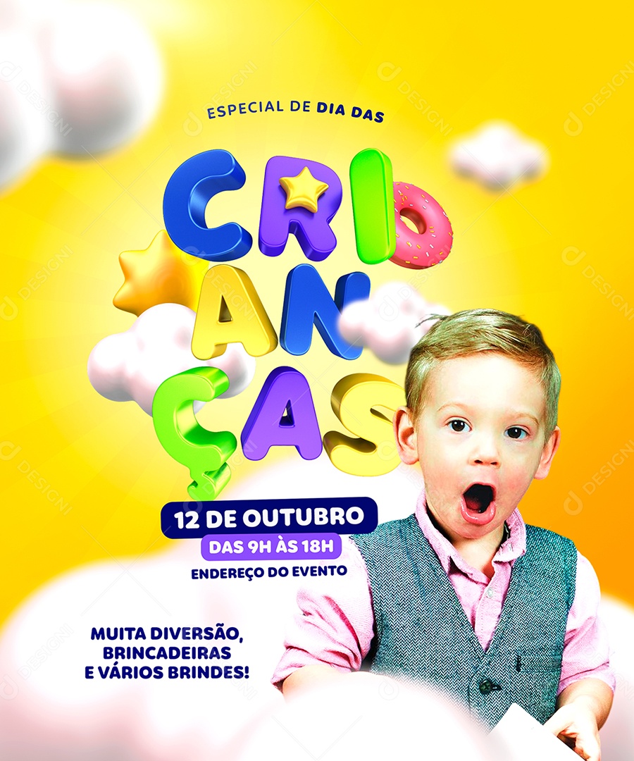 Dia 12 De Outubro Dia Das Crianças Data Comemorativa Social Media PSD Editável