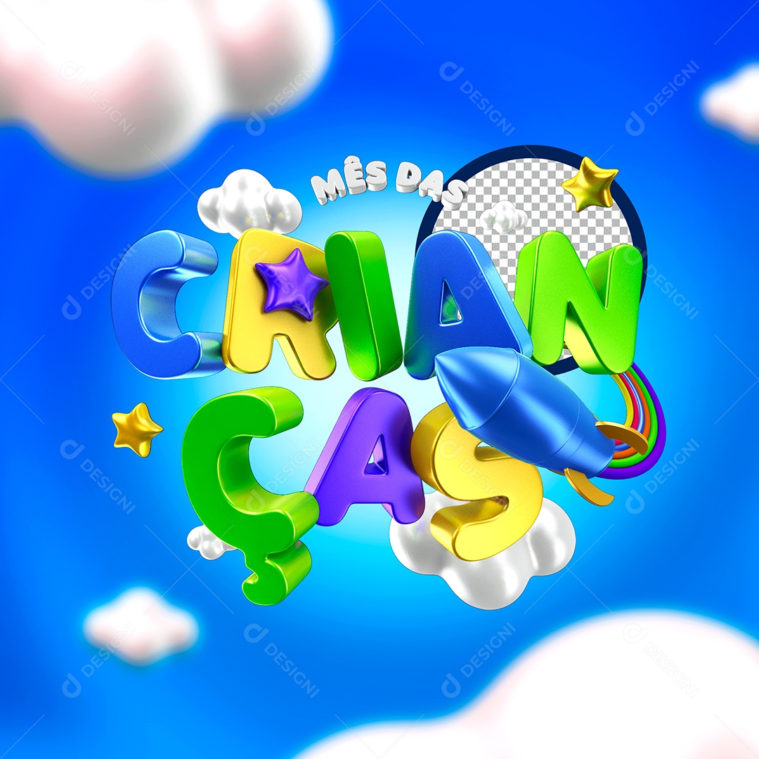 Texto 3D Para Composições Mês Das Crianças PSD