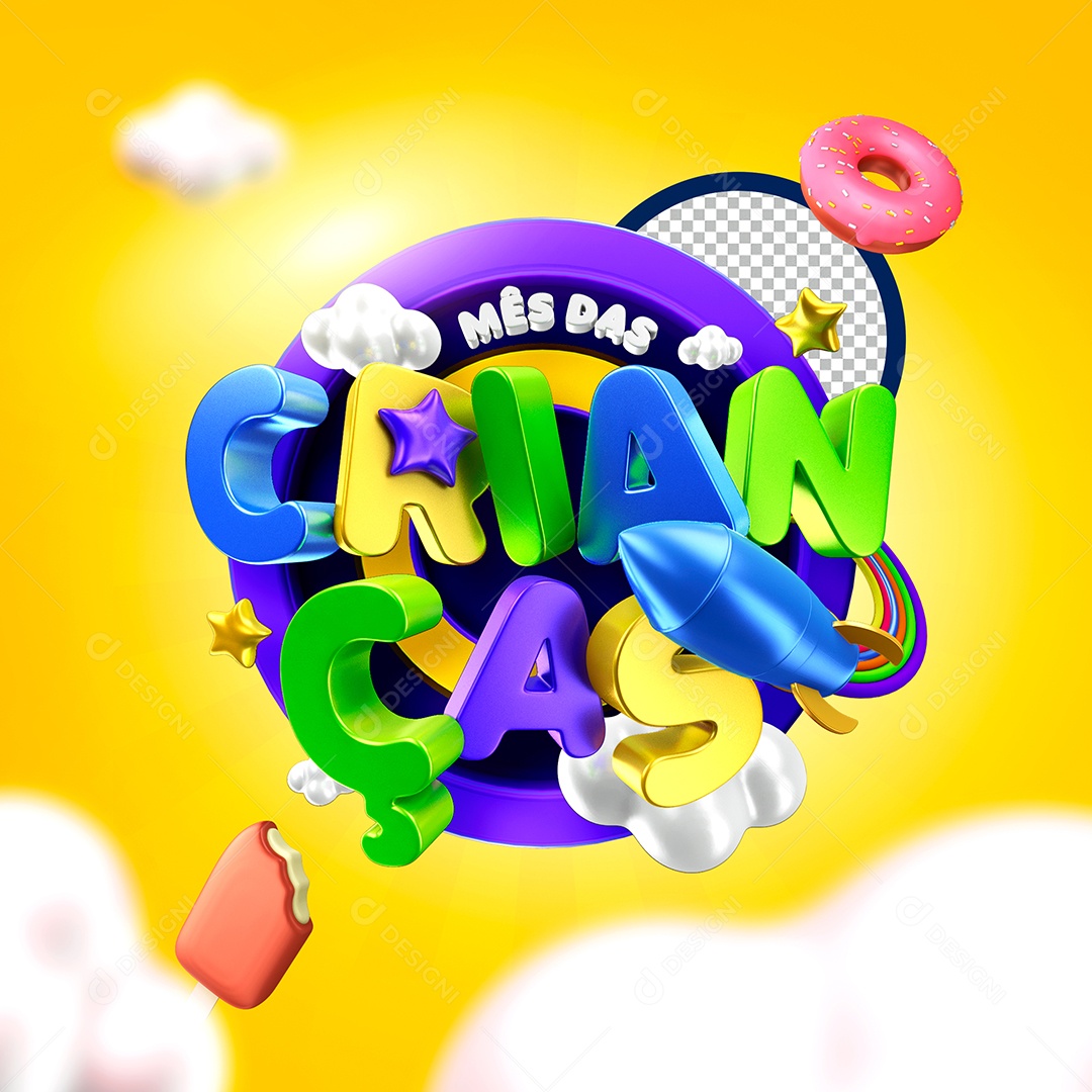 Selo 3D Para Composição Dia Das Crianças PSD