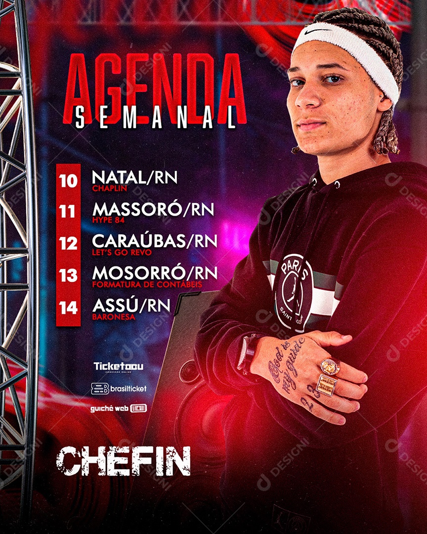 Flyer Agenda Semanal Chefin Social Media PSD Editável