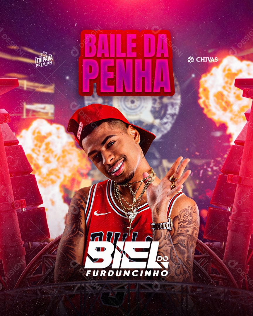 Flyer Baile da Penha Biel do Furduncinho Social Media PSD Editável