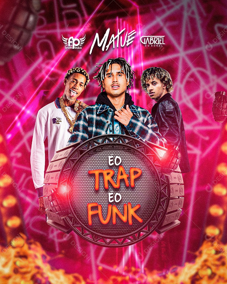 Flyer Show FP do Trem Bala, Matue e Gabriel do Borel Social Media PSD Editável