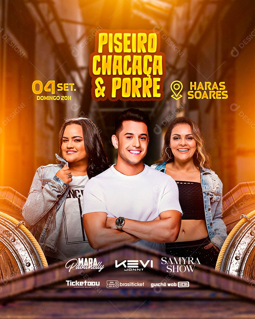 Flyer Show Mara Pavanelly Kevi, Jonny and Samyra Show Social Media Editable PSD