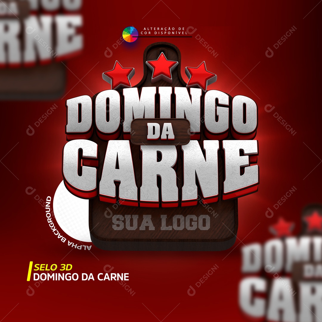 Selo 3D Domingo Da Carne Promoções Supermercado PSD