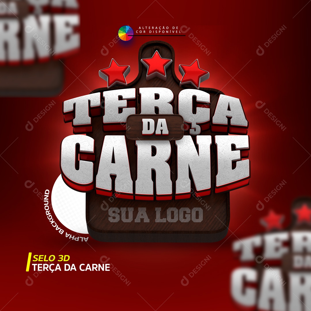 Selo 3D Terça Da Carne Promoções Supermercado PSD