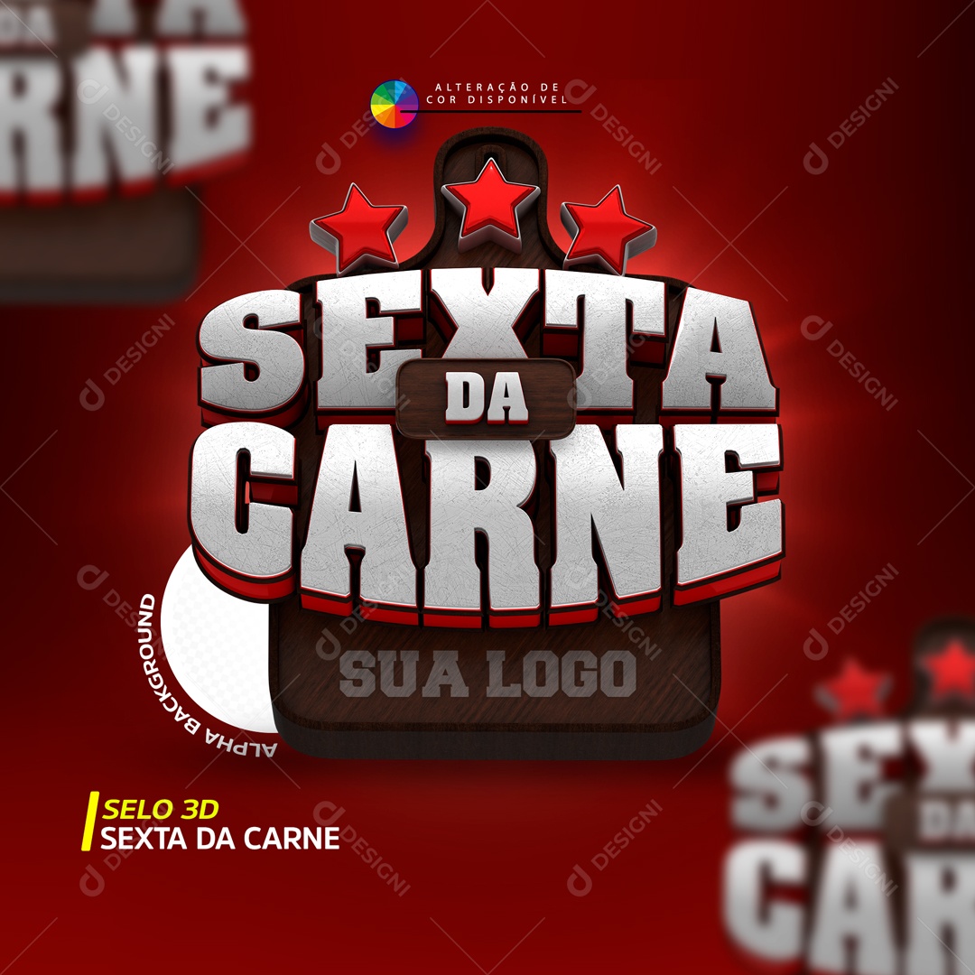 Selo 3D Sexta Da Carne Promoções Supermercado PSD