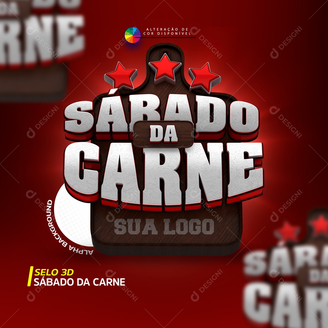 Selo 3D Sábado Da Carne Promoções Supermercado PSD