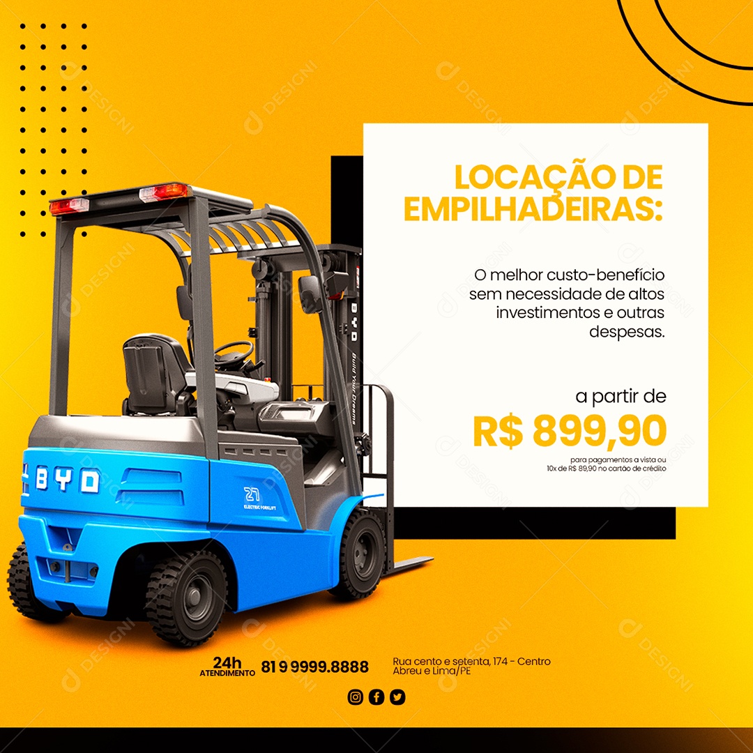 Locação de Empilhadeiras Social Media PSD Editável