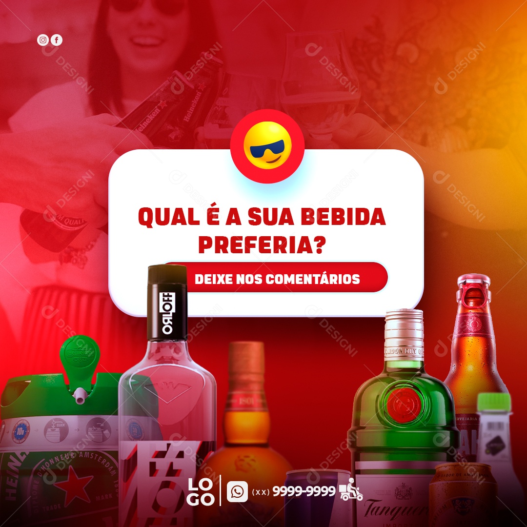 Qual é A Sua Bebida Preferida Peça Já Social Media PSD Editável