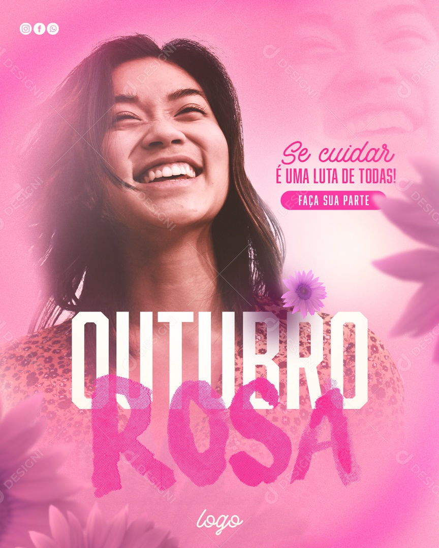 Outubro Rosa Mês Prevenção Ao Câncer De Mama Social Media PSD Editável