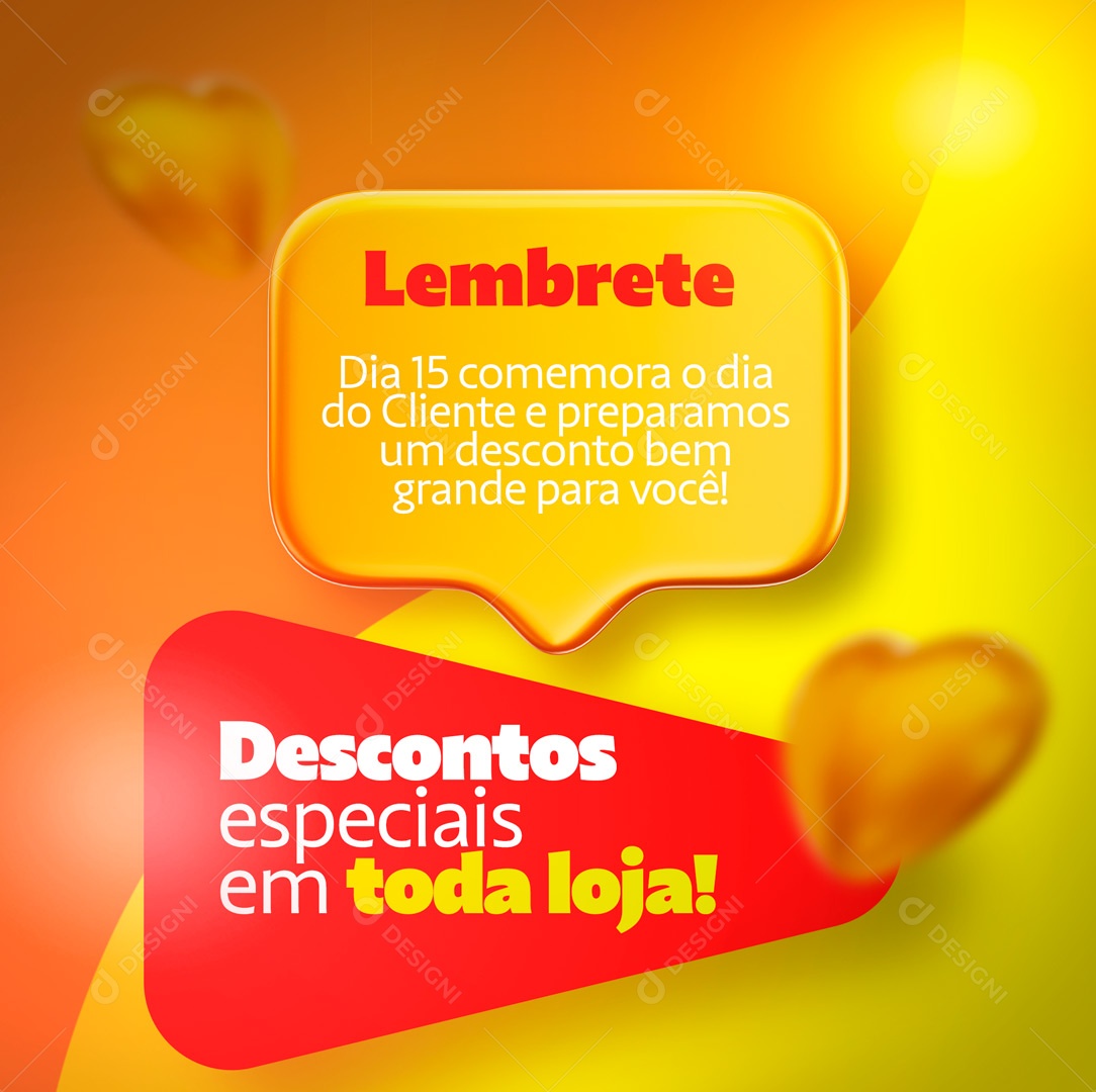 Social Media Lembrete Dia do Cliente Descontos Especiais Em Toda Loja PSD Editável