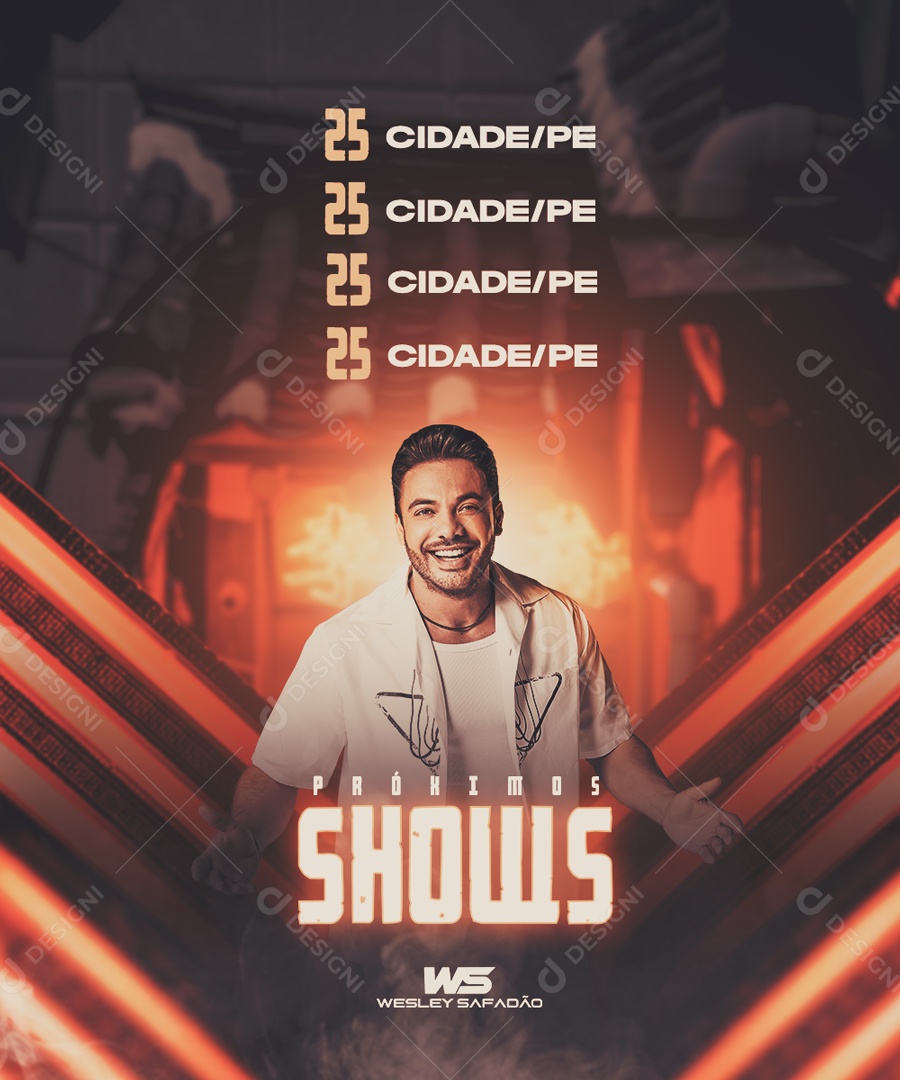 Social Media Agenda Semanal Wesley Safadão Cantor de Forró PSD Editável