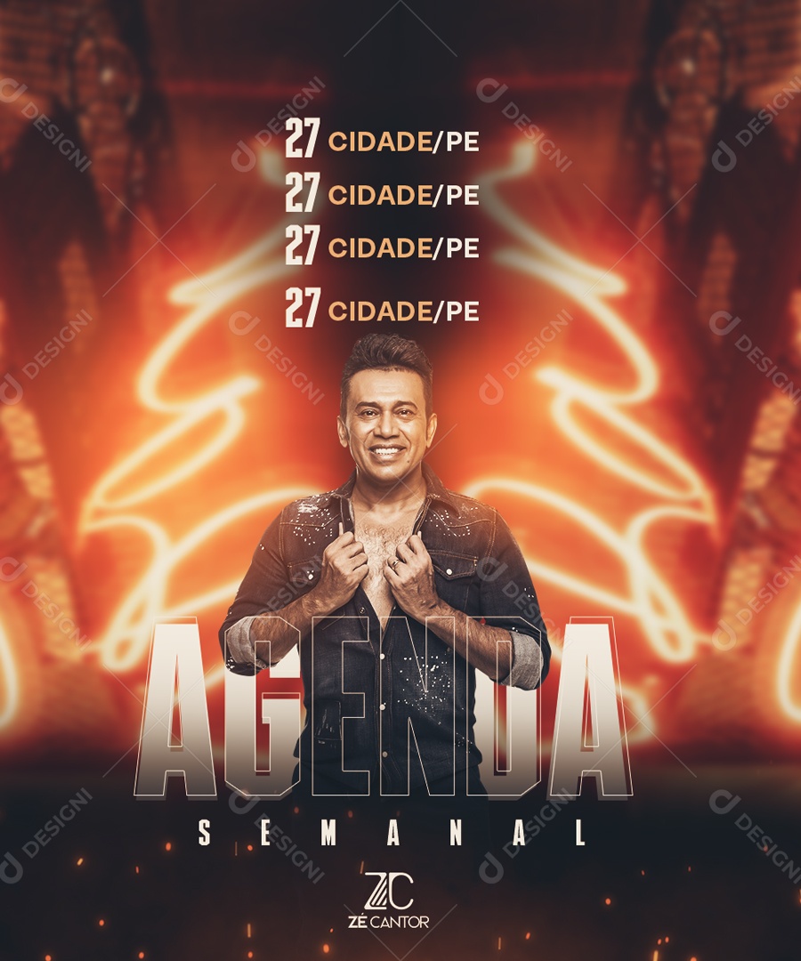 Social Media Agenda Semanal Zé Cantor Cantor de Forró PSD Editável