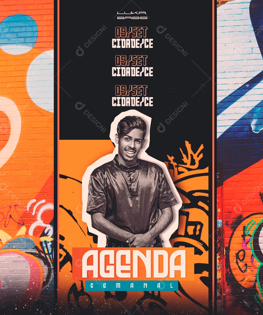 Social Media Agenda Semanal Lukabass PSD Editável