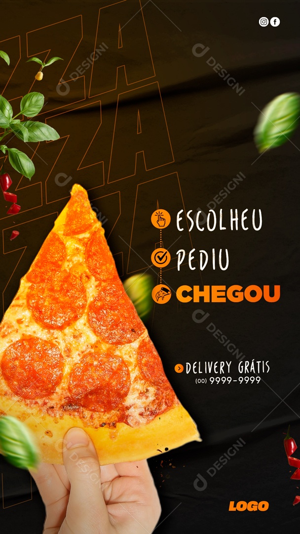 Escolheu Pediu Chegou Peça A Sua Social Media PSD Editável