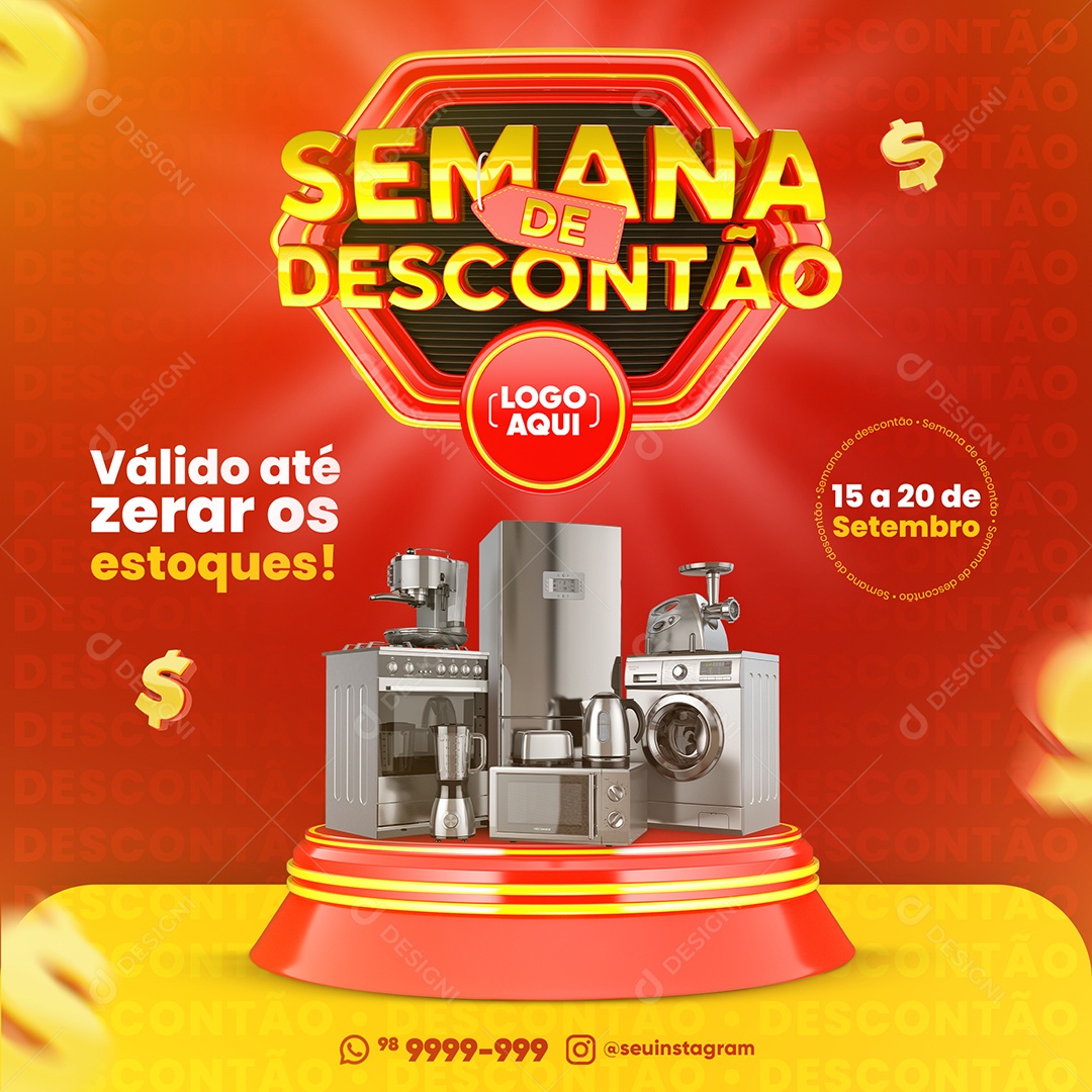 Social Media Semana do Descontão Loja Eletrodomésticos PSD Editável