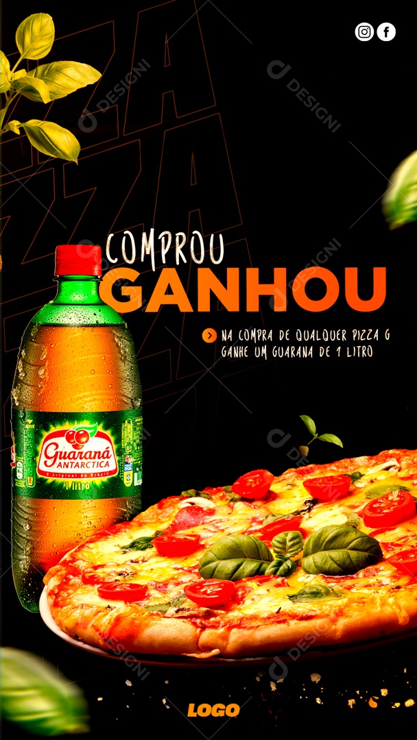 Comprou Ganhou Peça Sua Pizza E Ganhe Um Refrigerante Social Media PSD Editável