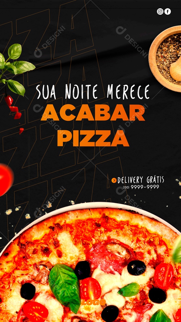 Sua Noite Merece Acabar Com Uma Pizza Social Media PSD Editável